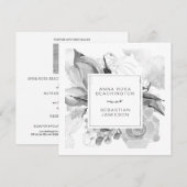 *~* QR RSVP AR12 Floral Simple Subdued Wedding Kaart (Voorkant / Achterkant)