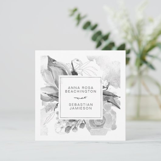 *~* QR RSVP AR12 Floral Simple Subdued Wedding Kaart (Staand voorkant)