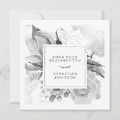 *~* QR RSVP AR12 Floral Simple Subdued Wedding Kaart (Voorkant)