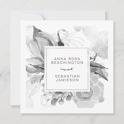 *~* QR RSVP AR12 Floral Simple Subdued Wedding Kaart (Voorkant)