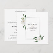 *~* QR RSVP AR15 Peony Flowers Lijst Wedding Kaart (Voorkant / Achterkant)