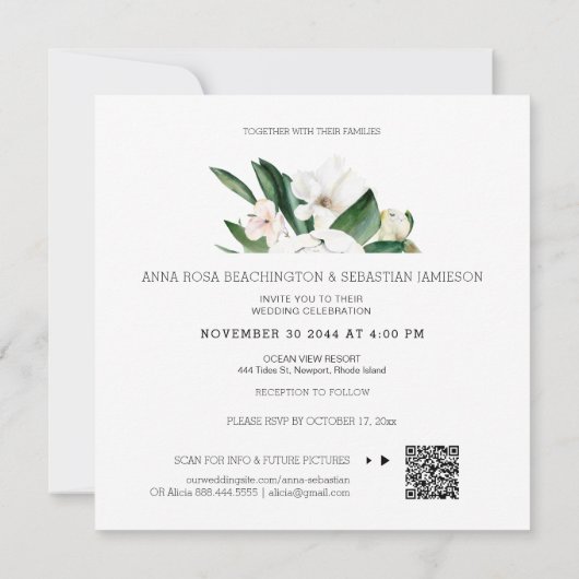 *~* QR RSVP AR15 Pioen Bloemen Frame Trouwfeest Kaart (Achterkant)