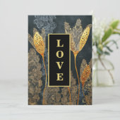 *~ QR RSVP AR26 Gouden kant LIEFDE Luxe 32 bruilof Kaart (Staand voorkant)
