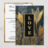 *~ QR RSVP AR26 Gouden kant LIEFDE Luxe 32 bruilof Kaart (Voorkant / Achterkant)