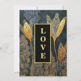 *~ QR RSVP AR26 Gouden kant LIEFDE Luxe 32 bruilof Kaart