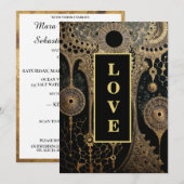 *~ QR RSVP AR26 Gouden kant LOVE26 Luxe bruiloft Kaart (Voorkant / Achterkant)