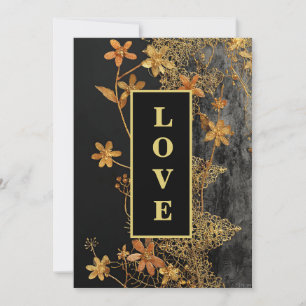 *~ QR RSVP AR26 Gouden Kant LOVE 45 Luxe Trouwfees Kaart