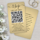 QR RSVP & bruiloft Details Elegante Faux Gold Foli Informatiekaartje