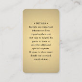 QR RSVP & bruiloft Details Elegante Faux Gold Foli Informatiekaartje (Achterkant)