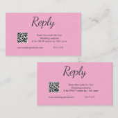 QR RSVP bruiloft website eenvoudig zwart wit RSVP Visitekaartje (Voorkant / Achterkant)