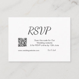 QR RSVP bruiloft website eenvoudig zwart wit RSVP Visitekaartje