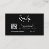 QR RSVP bruiloft website eenvoudig zwart wit RSVP Visitekaartje (Achterkant)