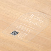 QR RSVP Eenvoudig Script Bruiloftsfeest Gebogen Acryl Uitnodigingen (Laagn)