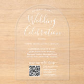 QR RSVP Eenvoudig Script Bruiloftsfeest Gebogen Acryl Uitnodigingen (Voorkant)