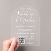 QR RSVP Eenvoudig Script Huwelijksfeest Gebouwd Acryl Uitnodigingen (Insitu (Draagbaar))