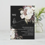 *~* QR RSVP Floral Burgundy Roos AR15 WEDDING Kaart (Staand voorkant)