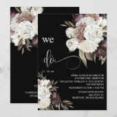 *~* QR RSVP Floral Burgundy Roos AR15 WEDDING Kaart (Voorkant / Achterkant)