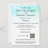 *~* QR RSVP Floral Glitter Aqua Mint Blue Wedding Kaart (Achterkant)