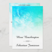 *~* QR RSVP Floral Glitter Aqua Mint Blue Wedding Kaart (Voorkant / Achterkant)