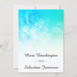 *~* QR RSVP Floral Glitter Aqua Mint Blue Wedding Kaart
