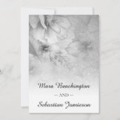 *~* QR RSVP Floral Glitter Silver Gray Weddenschap Kaart (Voorkant)