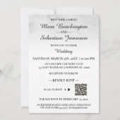 *~* QR RSVP Floral Glitter Silver Gray Weddenschap Kaart (Achterkant)