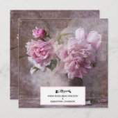 *~* QR RSVP  Kunst pioenroos Floral AR23 BRUILOFT Kaart (Voorkant / Achterkant)