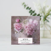 *~* QR RSVP  Kunst pioenroos Floral AR23 BRUILOFT Kaart (Staand voorkant)