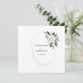 *~* QR RSVP Lijst AR15 Floral Peony Wedding Kaart (Staand voorkant)