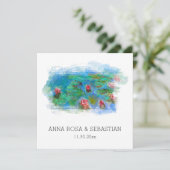 *~* QR RSVP MONET LILY POND AP12 RSVP Wedding Kaart (Staand voorkant)