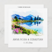 *~* QR RSVP-MOUNTAINS Flowers AP19 RSVP Wedding Kaart (Voorkant / Achterkant)