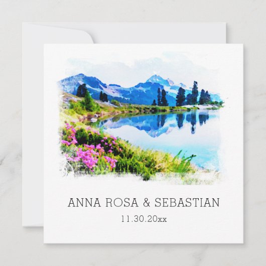 *~* QR RSVP-MOUNTAINS Flowers AP19 RSVP Wedding Kaart (Voorkant)