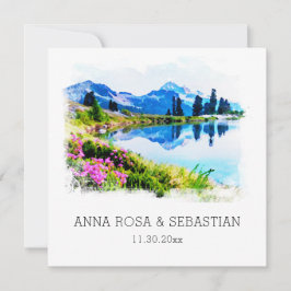 *~* QR RSVP-MOUNTAINS Flowers AP19 RSVP Wedding Kaart