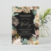 *~* QR RSVP Oerwoud Leopard Botanical AR21 WEDDING Kaart (Staand voorkant)