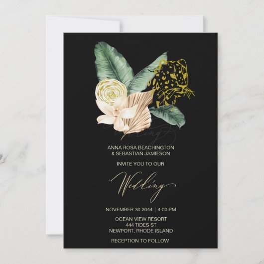 *~* QR RSVP Oerwoud Tropische luipaard AR21 WEDDIN Kaart (Voorkant)