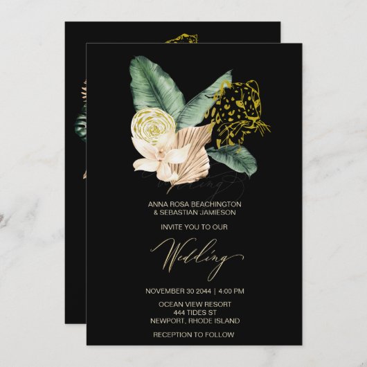 *~* QR RSVP Oerwoud Tropische luipaard AR21 WEDDIN Kaart (Voorkant / Achterkant)