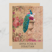 *~* QR RSVP Pauw Oud Victoriaans AR24 Bruiloft Kaart (Voorkant / Achterkant)