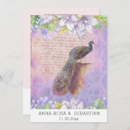 *~*  QR RSVP Peacock Victoriaans AR24 Wedding Kaart