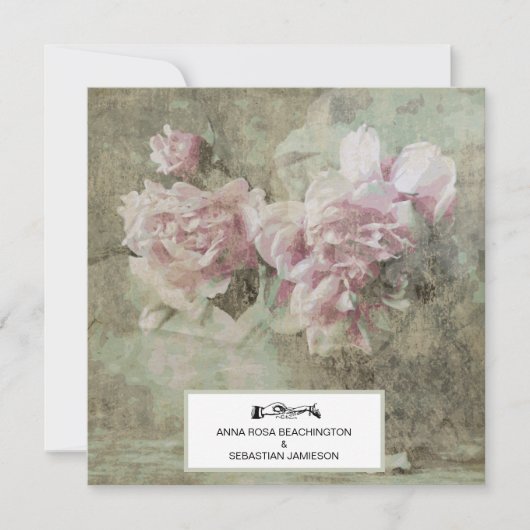 *~* QR RSVP  Pink Peony Floral AR23 WEDDING Kaart (Voorkant)