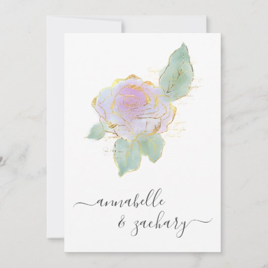 *~* QR RSVP Single Roos Gold Glitter AR12 Wedding  Kaart (Voorkant)