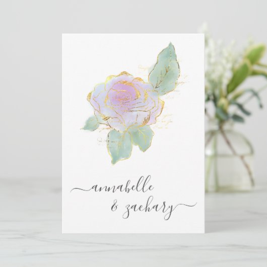 *~* QR RSVP Single Roos Gold Glitter AR12 Wedding  Kaart (Staand voorkant)