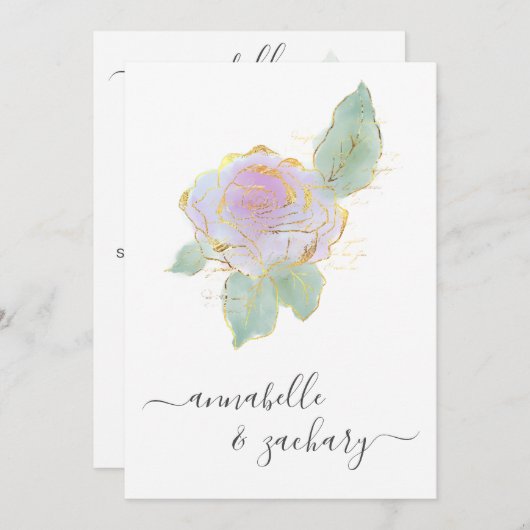 *~* QR RSVP Single Roos Gold Glitter AR12 Wedding  Kaart (Voorkant / Achterkant)