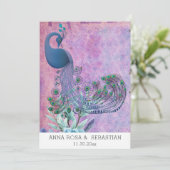 *~*  QR RSVP Victoriaans Peacock AR24 Wedding Kaart (Staand voorkant)