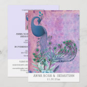 *~*  QR RSVP Victoriaans Peacock AR24 Wedding Kaart (Voorkant / Achterkant)