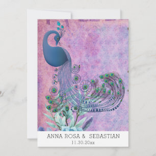 *~*  QR RSVP Victoriaans Peacock AR24 Wedding Kaart