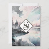 * QR Rustic AR26 Bergen Monogram RSVP Huwelijk Kaart (Voorkant)