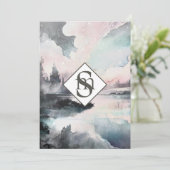 * QR Rustic AR26 Bergen Monogram RSVP Huwelijk Kaart (Staand voorkant)