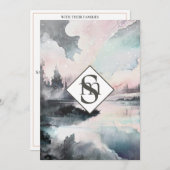 * QR Rustic AR26 Bergen Monogram RSVP Huwelijk Kaart (Voorkant / Achterkant)