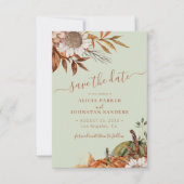 QR rustic modern soft green floral wedding Save The Date (Voorkant)