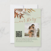 QR rustic modern soft green floral wedding Save The Date (Achterkant)